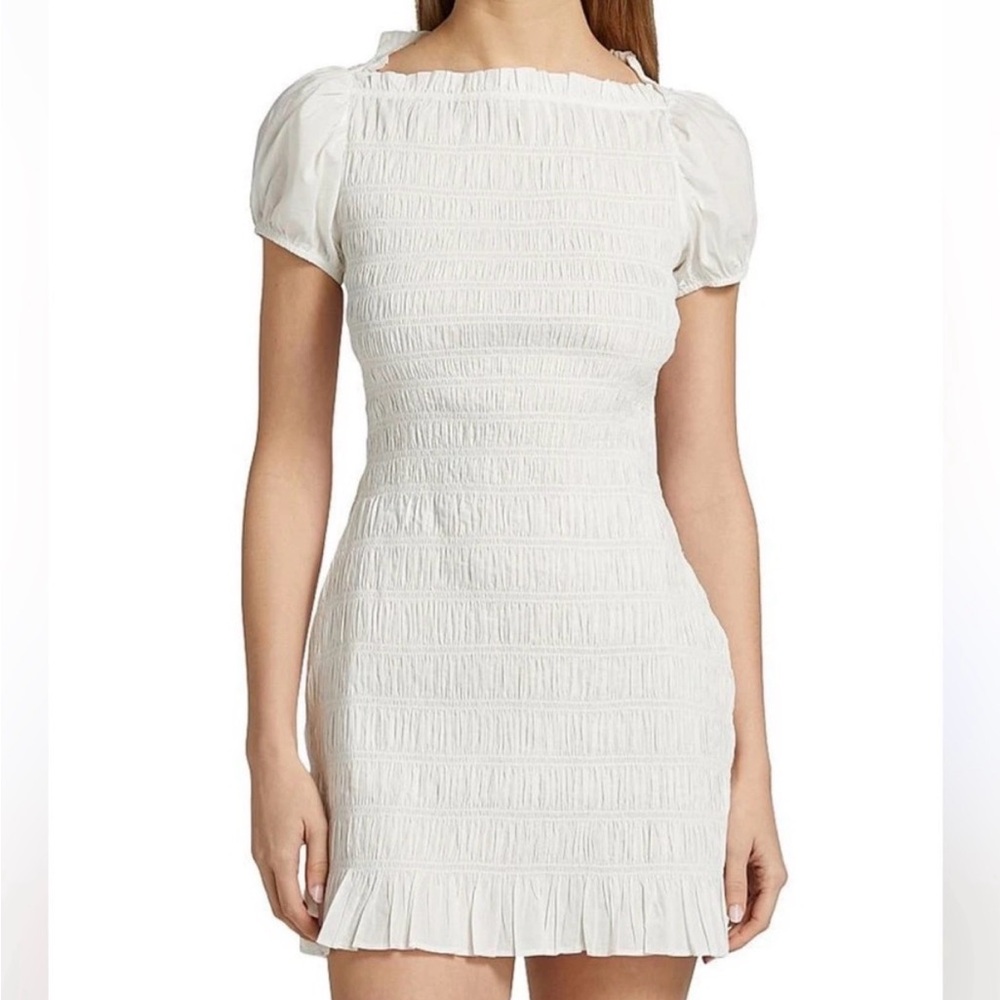 Doen White Smocked Mini Dress